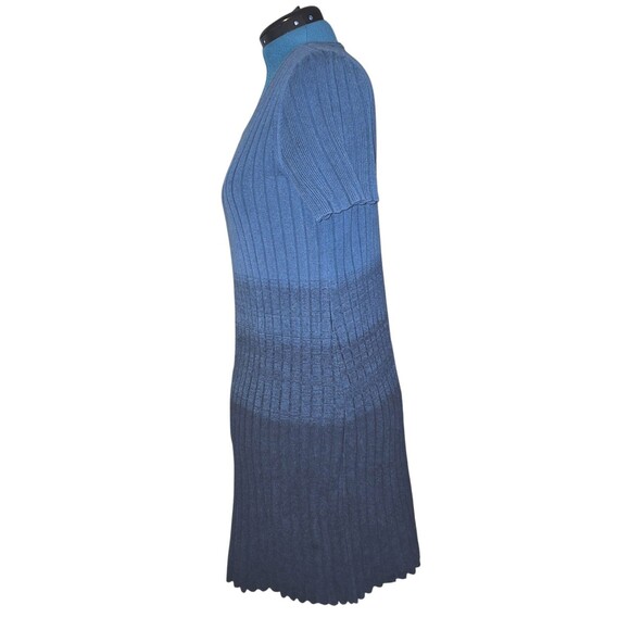 Peruvian Connection Textured Knit Pima Cotton Cap Sleeve Midi Dress Teal Ombre L - Picture 4 of 7